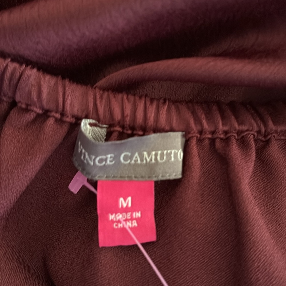 Vince Camuto Off-Shoulder Tie-Hem Blouse in Burgundy - Picture 6 of 7